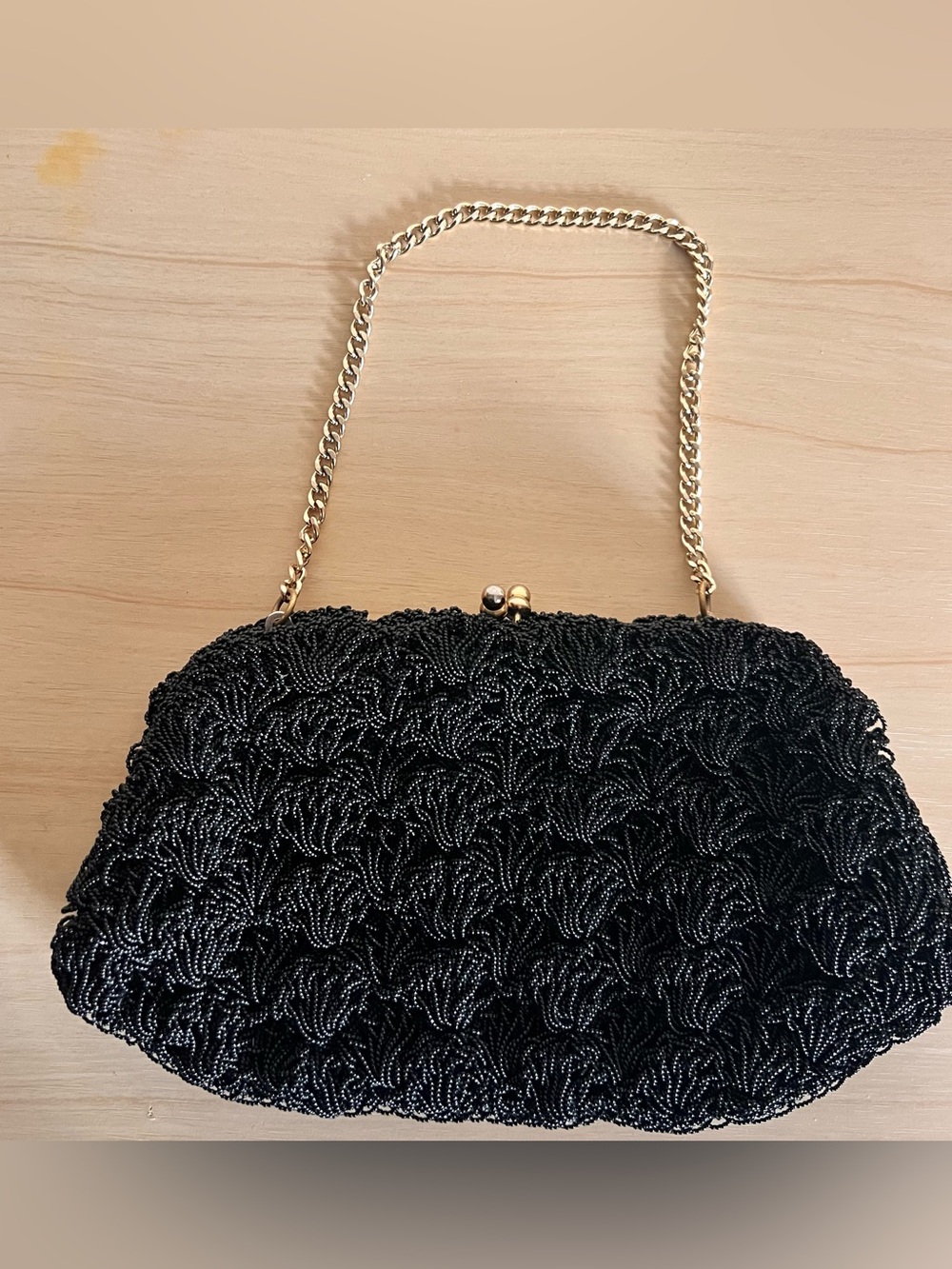 VTG Artel Montreal Black Glass Evening Bag Clutch | Hand Made in Japan